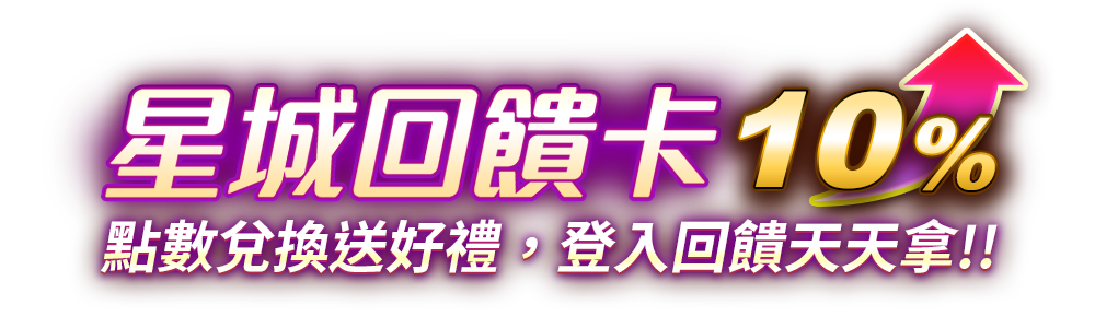 星城回饋卡！星城優惠再加碼，登入回饋天天拿