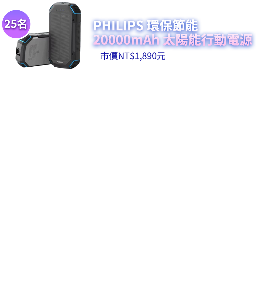 PHILIPS 環保節能 20000mAh 太陽能行動電源
