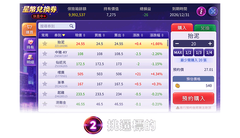 ② 挑選標的